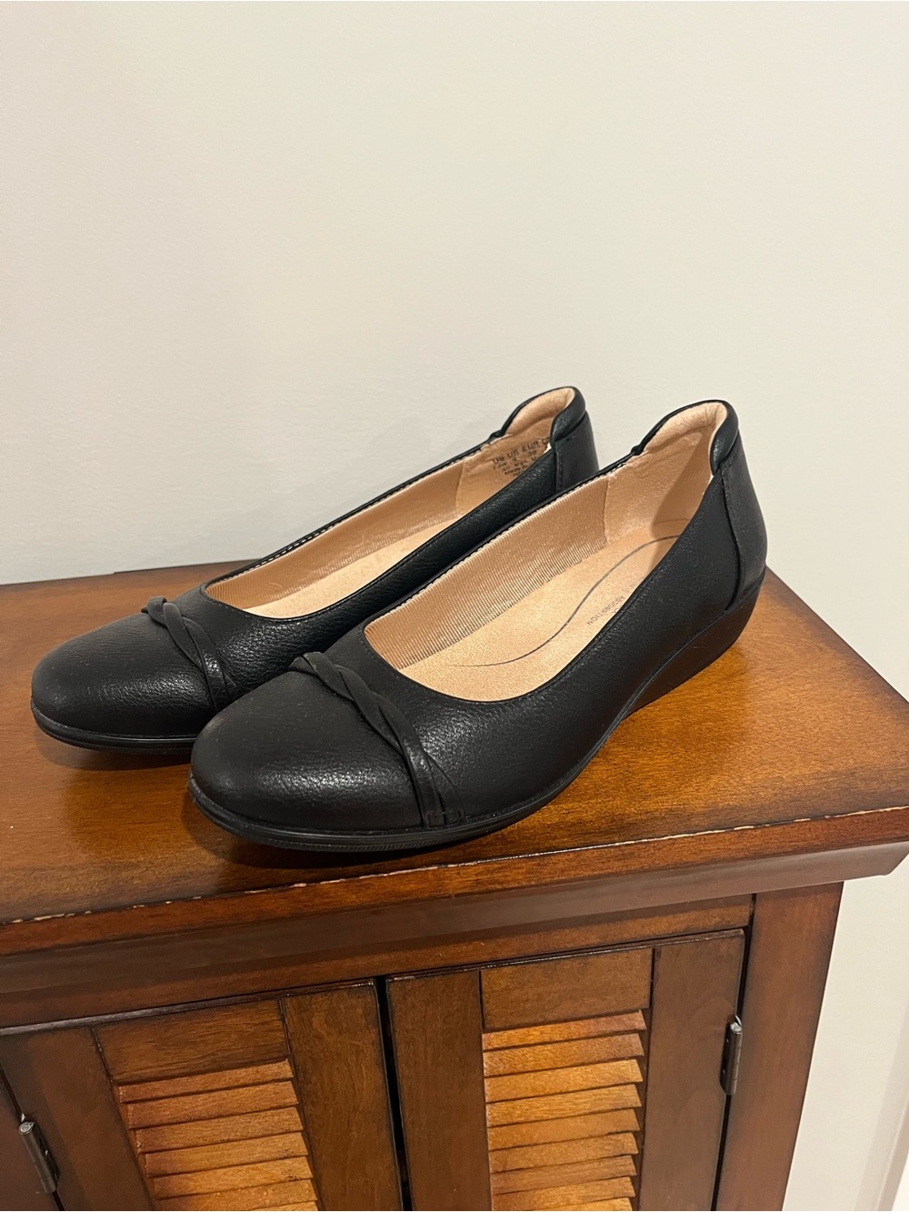 Life Stride Black Knot-Trim Slip-On Flats